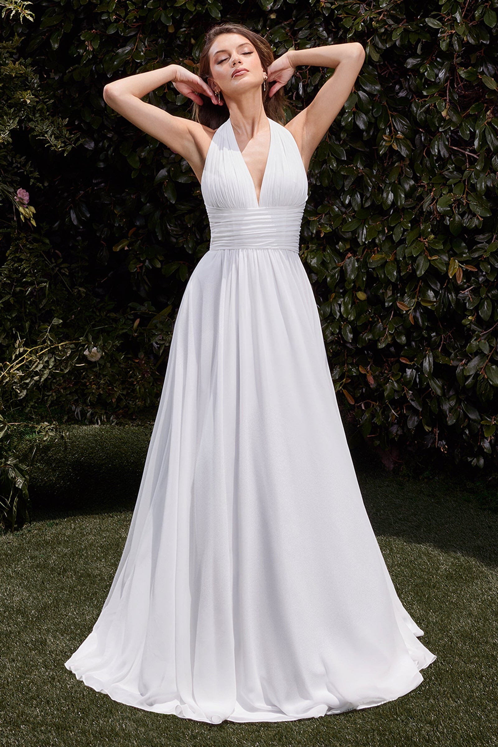 Satin White Halter A-line Gown by Ladivine CD372W ABC Fashion Satin White Halter A-line Gown by Ladivine CD372W ABC Fashion