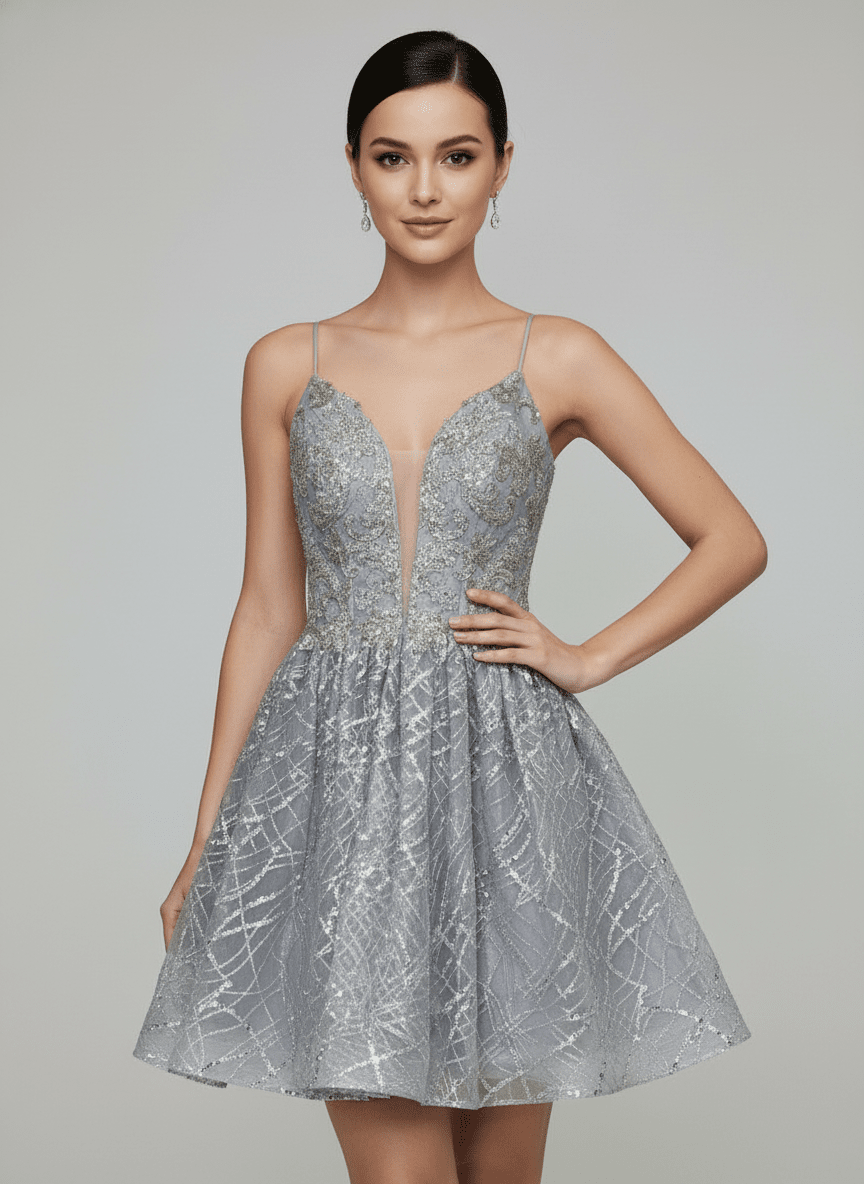 Short Deep Sweetheart Glitter Dress by Calla KY-74028 – ABC Fashion