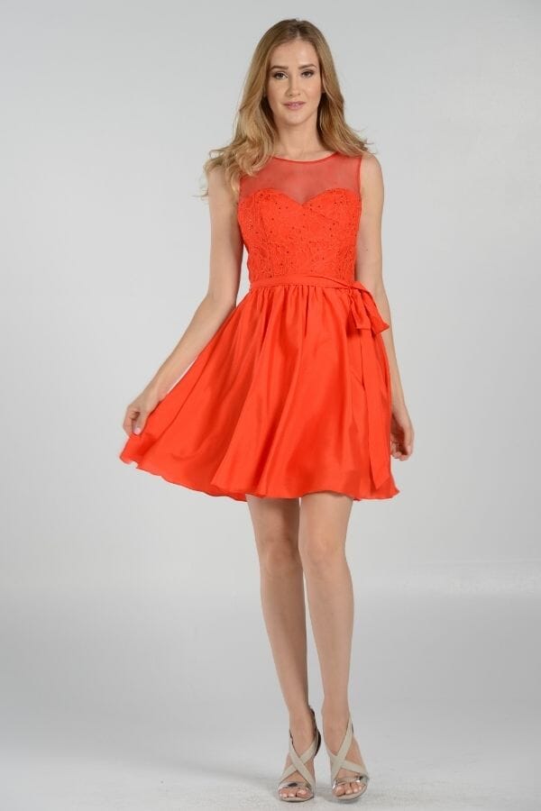 Short Sleeveless A-Line Dress by Poly USA 7500 L / Red Short Sleeveless A-Line Dress by Poly USA 7500 L / Red