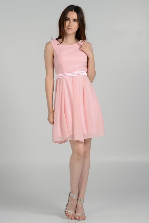 Short Knee Length Chiffon Dress by Poly USA 7290