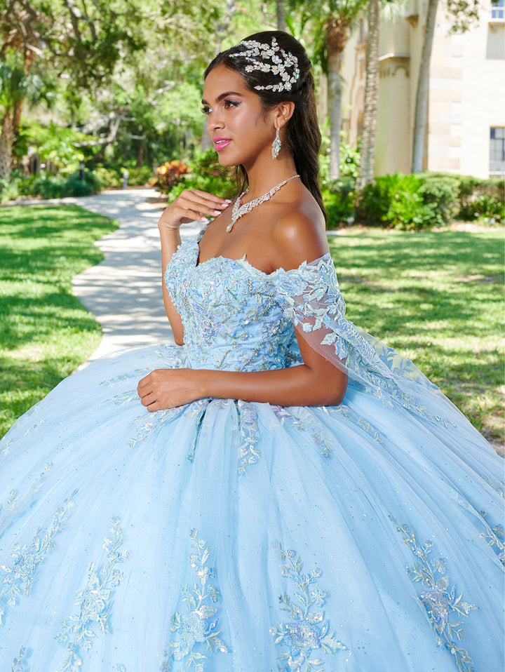 Sleeveless Cape Quinceanera Dress by House of Wu 26074