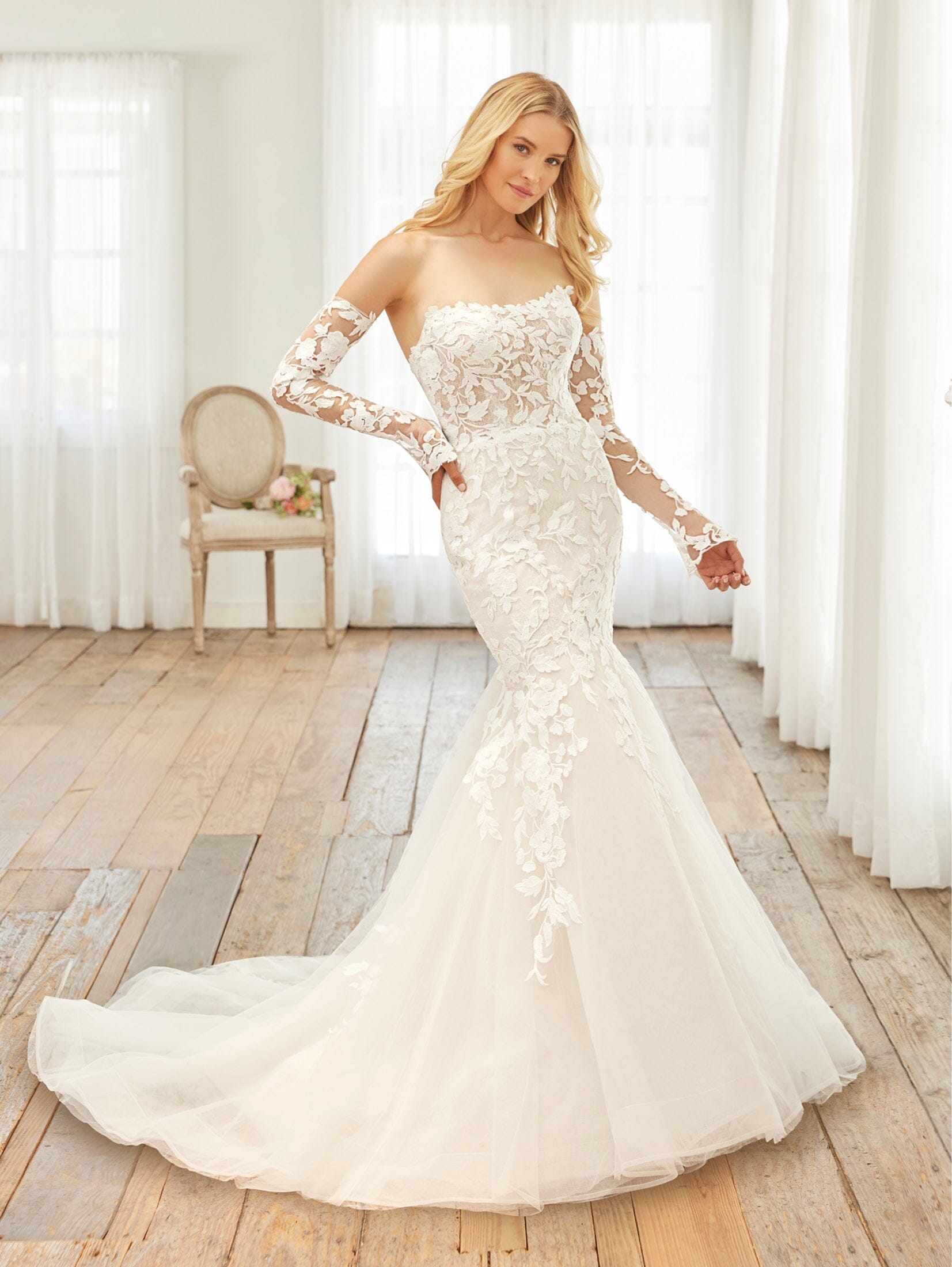Strapless Long Sleeve Bridal Gown by Adrianna Papell 31247 – ABC Fashion