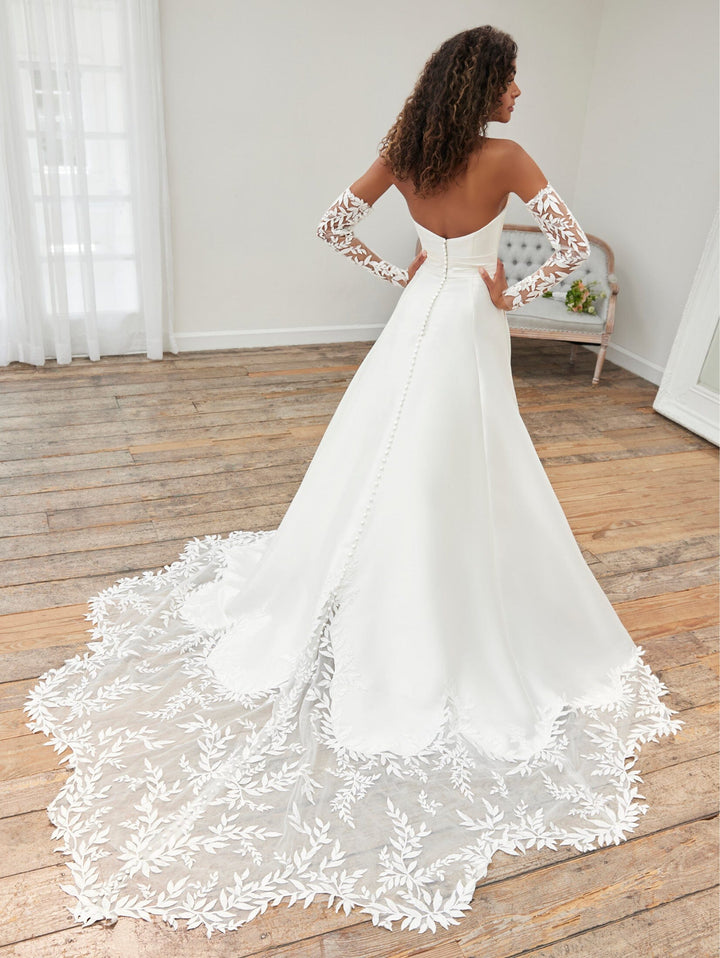 Strapless Long Sleeve Bridal Gown by Adrianna Papell 31254