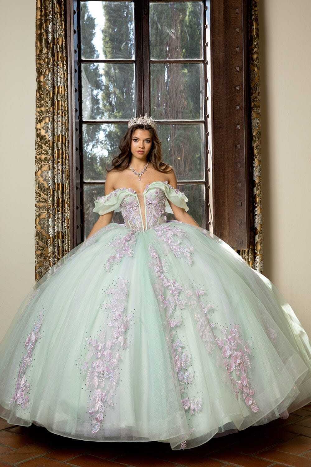 Two Tone Off Shoulder Ball Gown by Petite Adele PQ1067 ABC Fashion Two Tone Off Shoulder Ball Gown by Petite Adele PQ1067 ABC Fashion