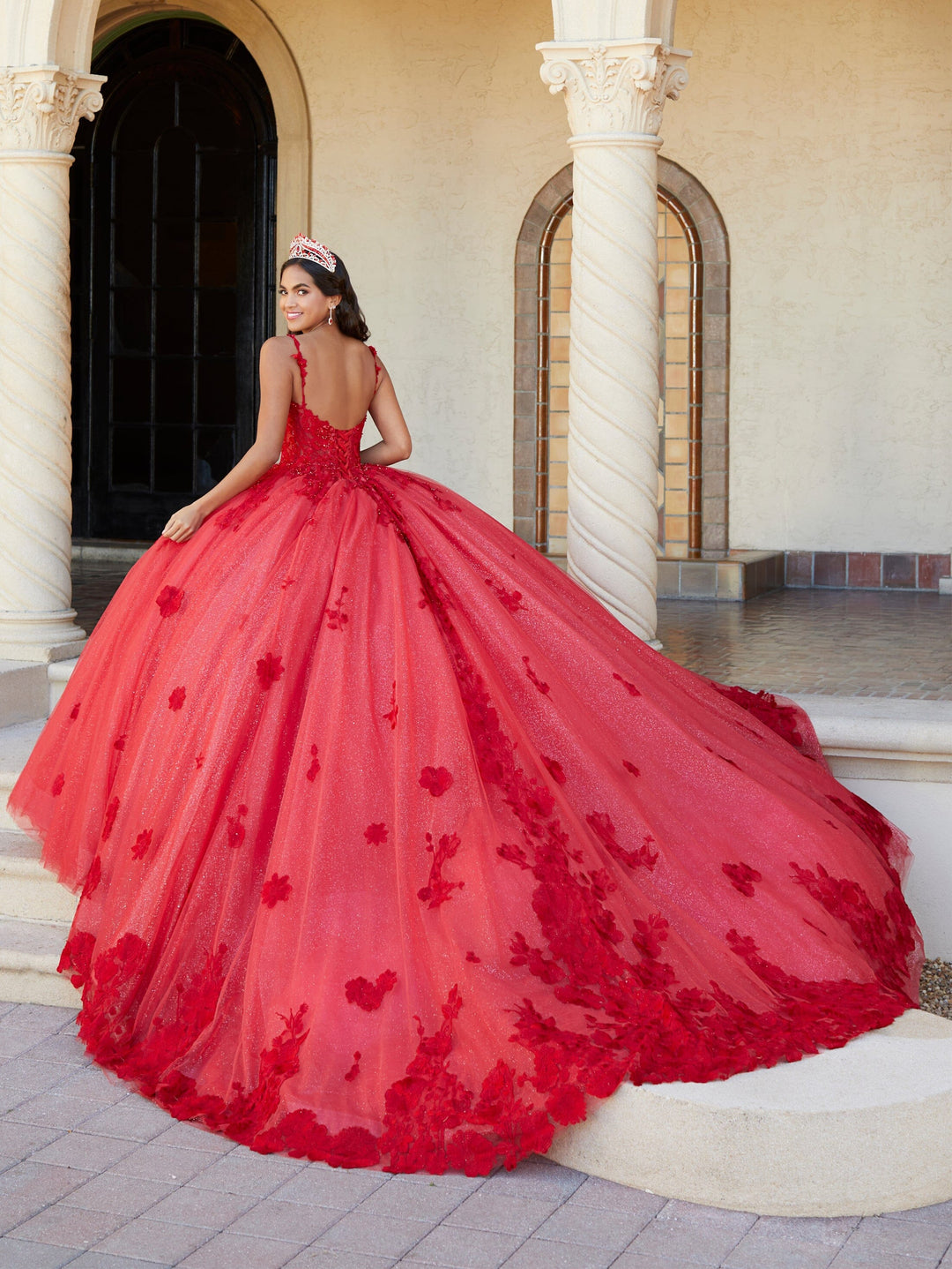 V-Neck Corset Quinceanera Dress by House of Wu 26064