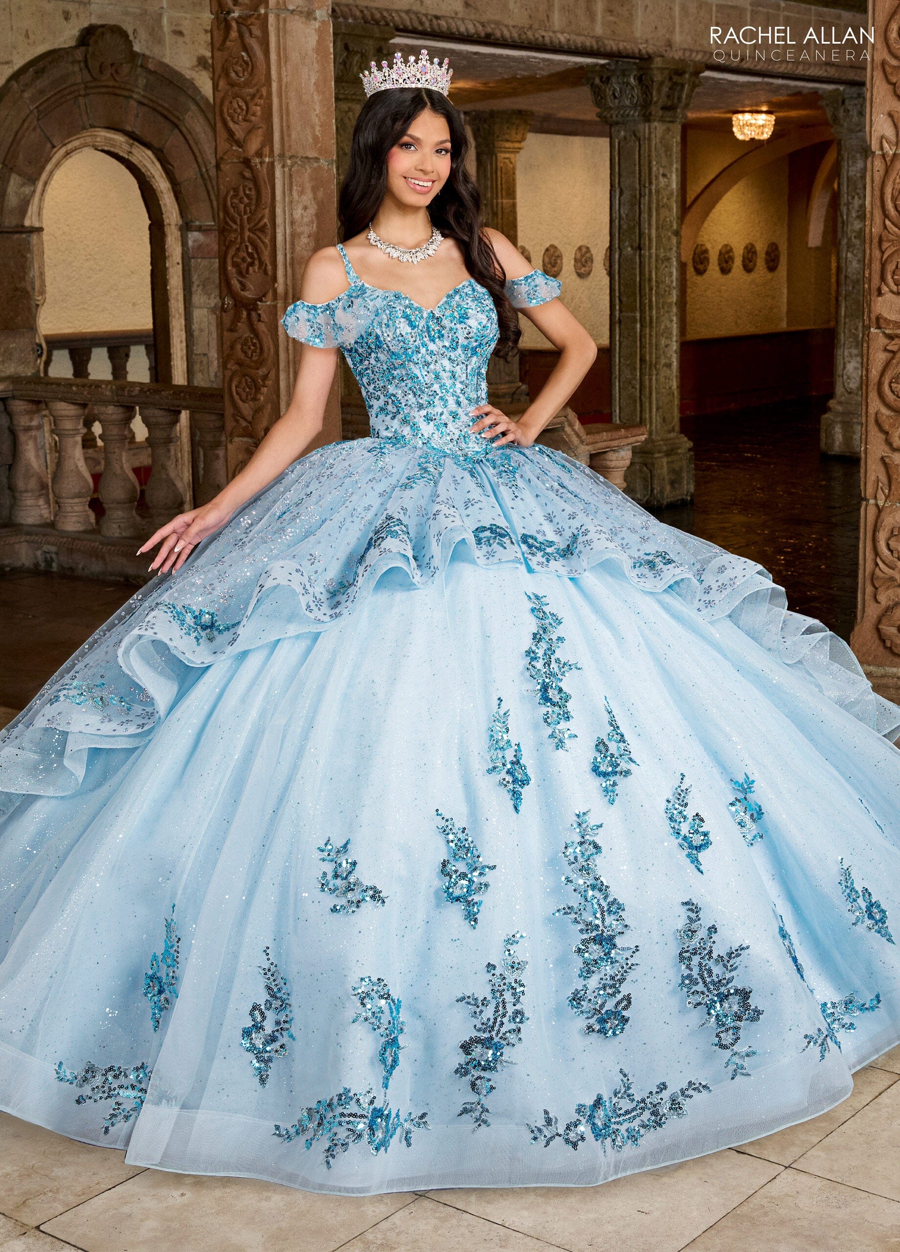 casual quinceanera dresses PR12264 Princesa Quince Dress with Glitter Tulle Wine/Gold / 00