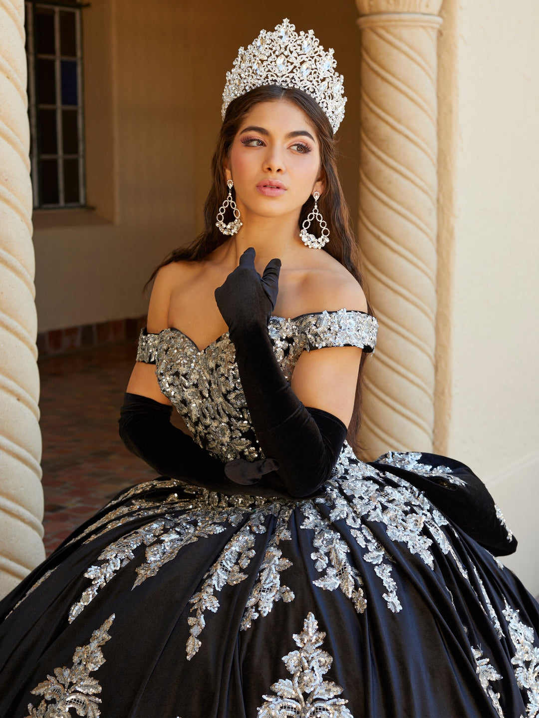 Velvet Off Shoulder Quinceanera Dress by House of Wu 26065