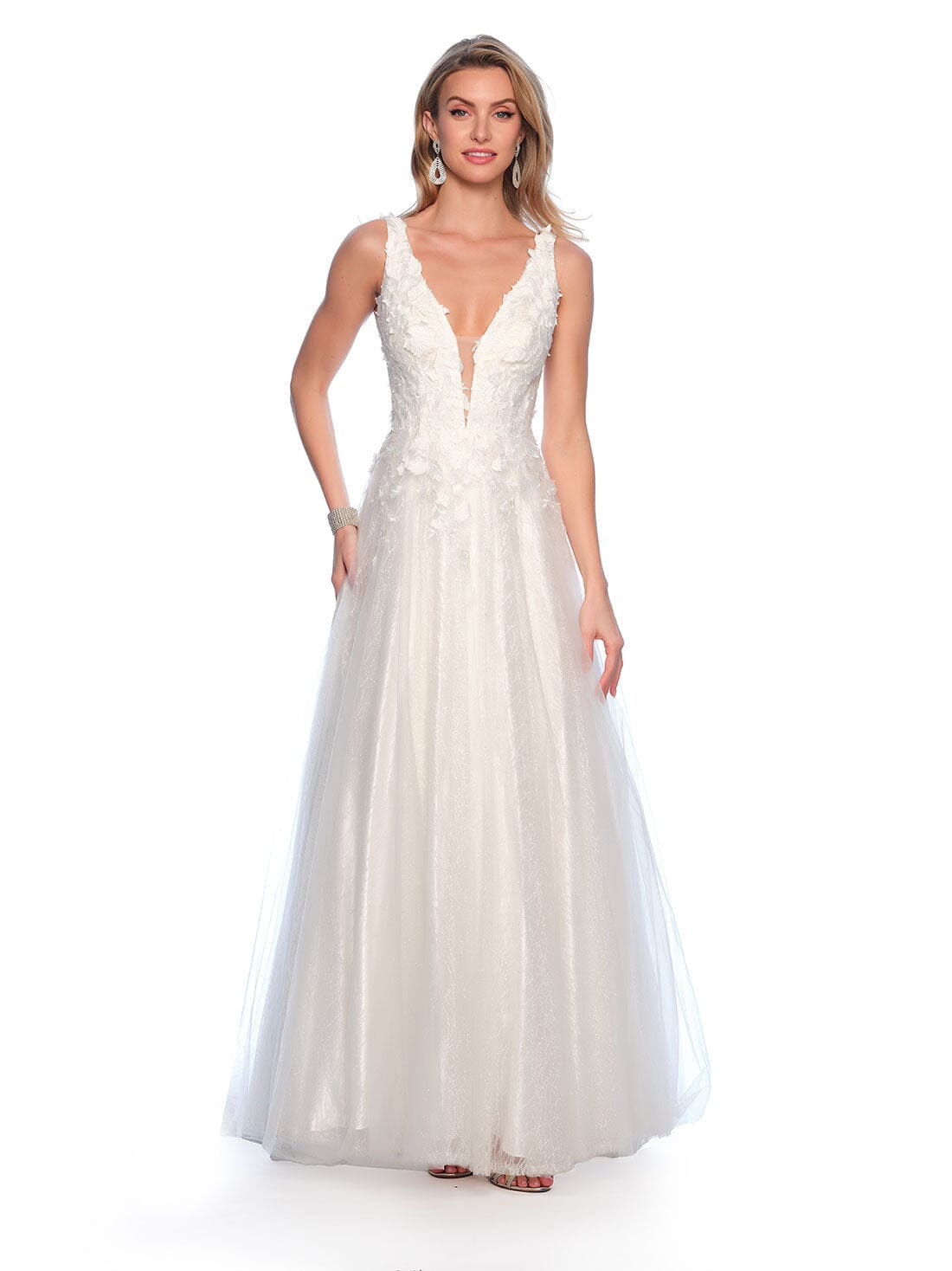 Dave and Johnny 10705 Ivory Iridescent Prom Dress main image 1