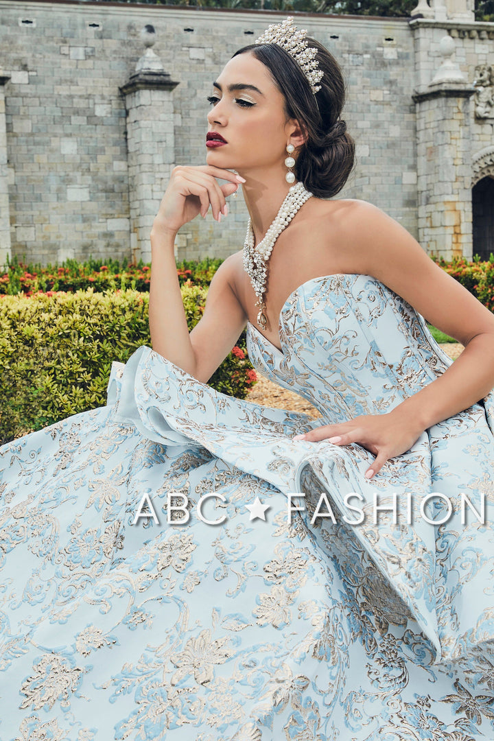 2 Piece Strapless Floral Print Quinceanera Dress by House of Wu 26947-Quinceanera Dresses-ABC Fashion