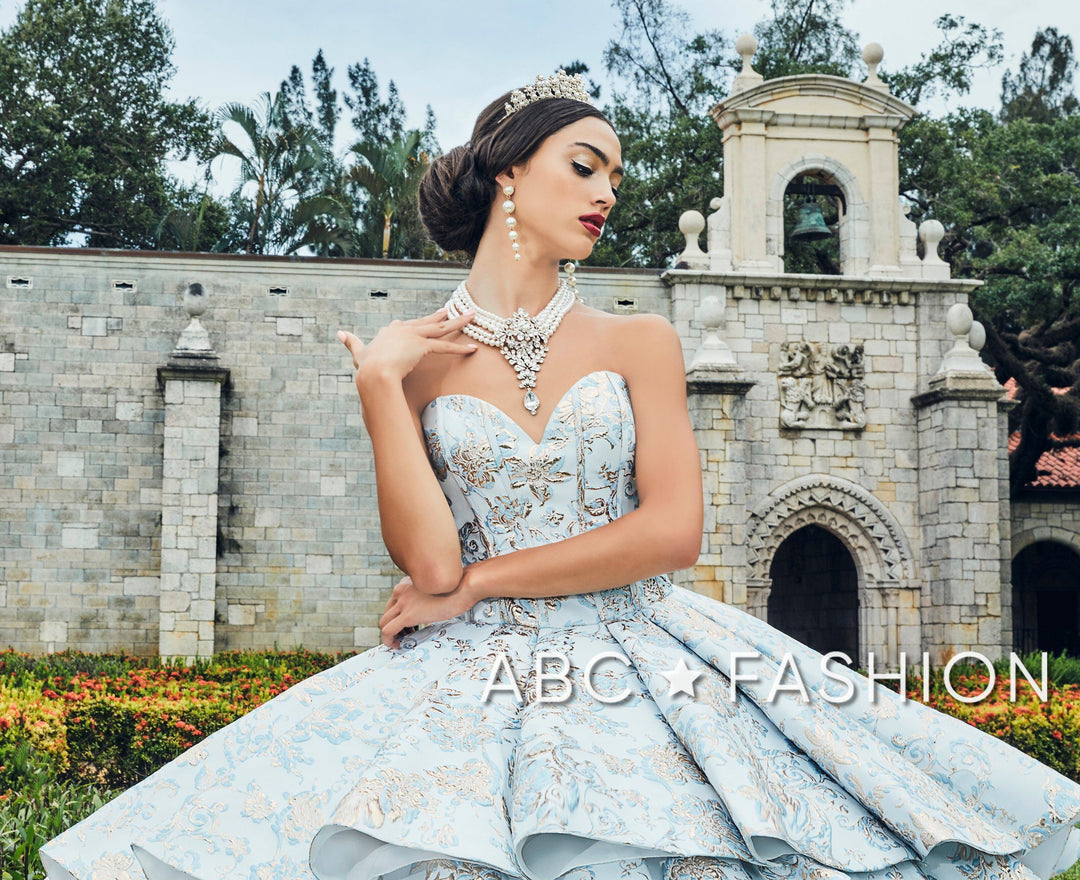 2 Piece Strapless Floral Print Quinceanera Dress by House of Wu 26947-Quinceanera Dresses-ABC Fashion