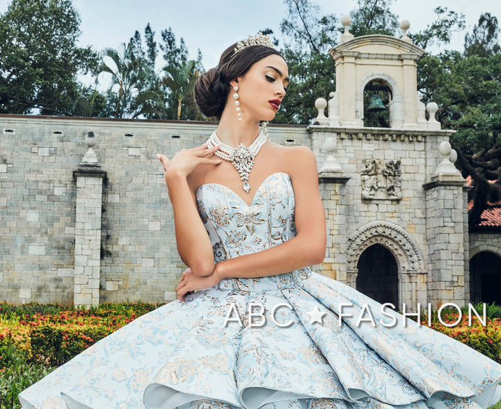 2 Piece Strapless Floral Print Quinceanera Dress by House of Wu 26947-Quinceanera Dresses-ABC Fashion