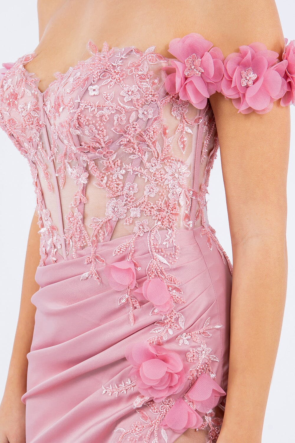 3D Floral Off Shoulder Gown by Cinderella Couture 8050J