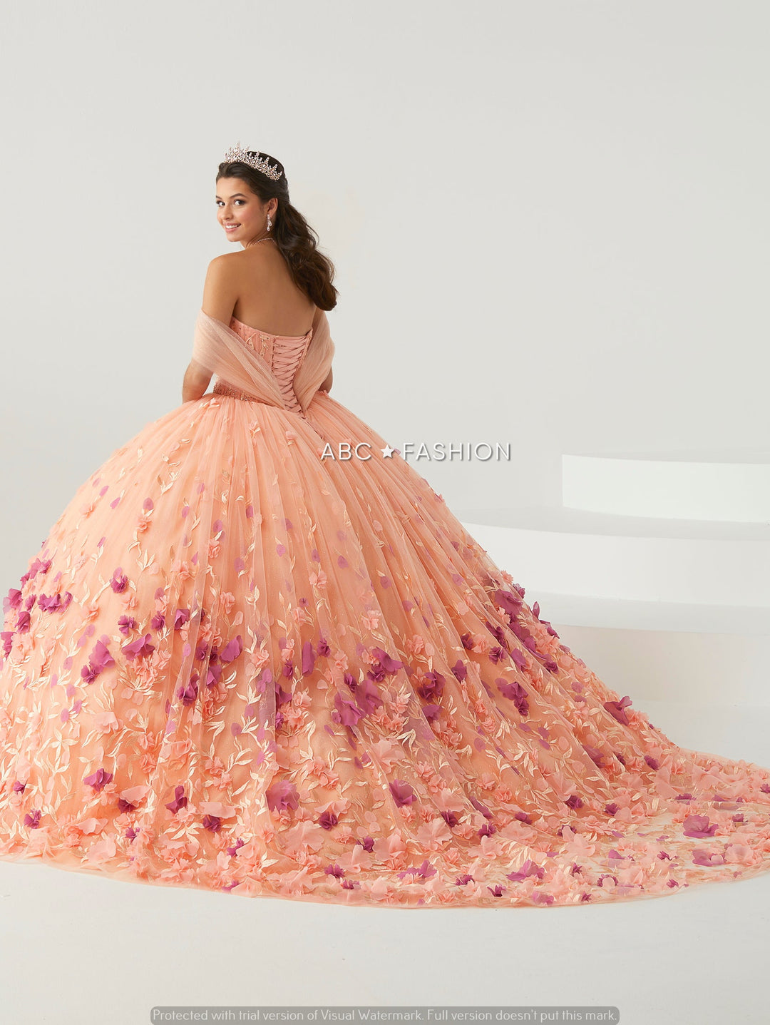 3D Floral Quinceanera Dress by House of Wu 26013