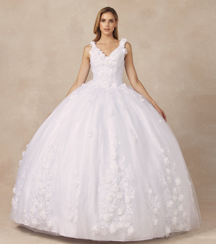 3D Floral Sleeveless Ball Gown by Juliet 1437