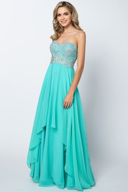 Beaded Long Strapless Dress by Juliet 553 – ABC Fashion