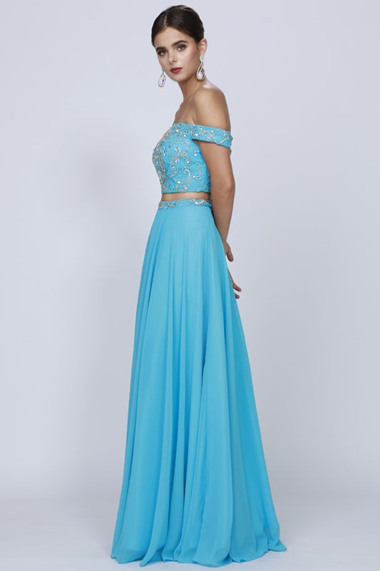 Off Shoulder 2 Piece A-line Gown by Juliet 680