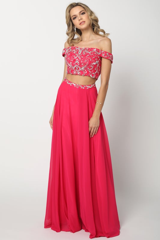 Off Shoulder 2 Piece A-line Gown by Juliet 680