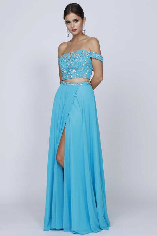 Off Shoulder 2 Piece A-line Gown by Juliet 680