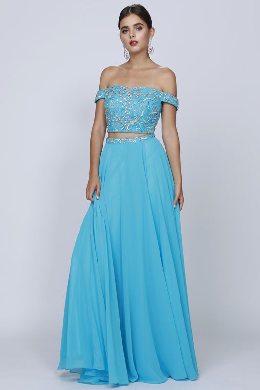 Off Shoulder 2 Piece A-line Gown by Juliet 680