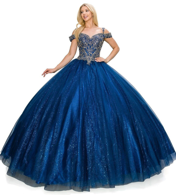 Applique Cold Shoulder Ball Gown by Cinderella Couture 8028J