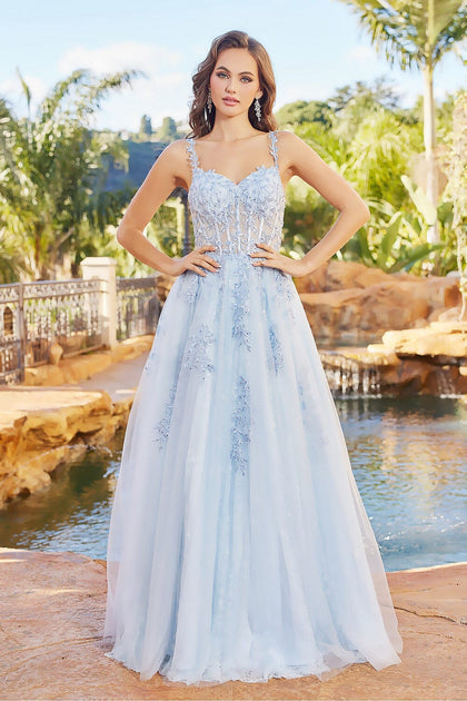 Tulle gown with lace applique discount