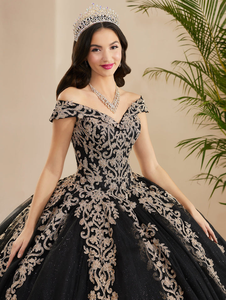 Applique Off Shoulder Quinceanera Dress by Fiesta Gowns 56400