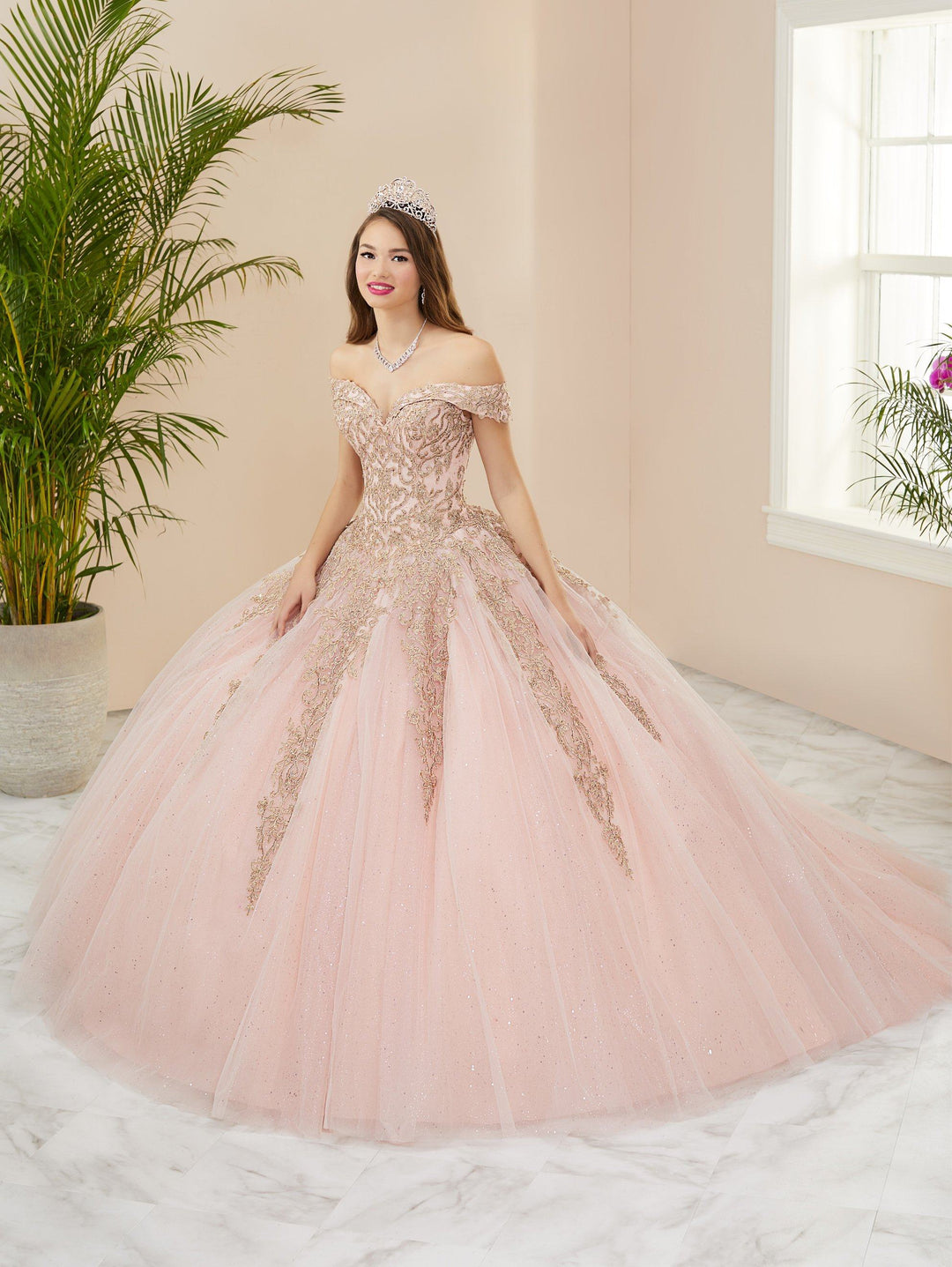 Applique Off Shoulder Quinceanera Dress by Fiesta Gowns 56400 (Size 18 - 26)