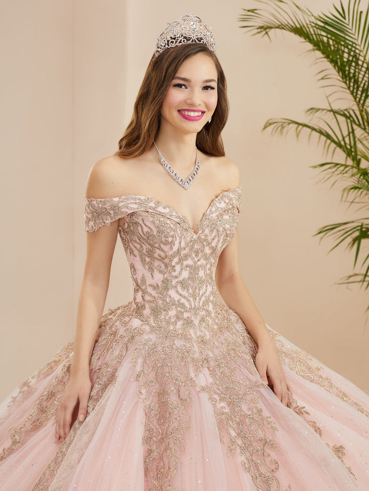 Applique Off Shoulder Quinceanera Dress by Fiesta Gowns 56400 (Size 28 - 30)