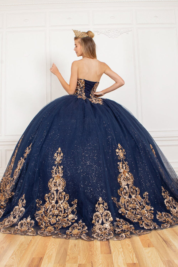 Applique Strapless Cape Ball Gown by Cinderella Couture 8063J