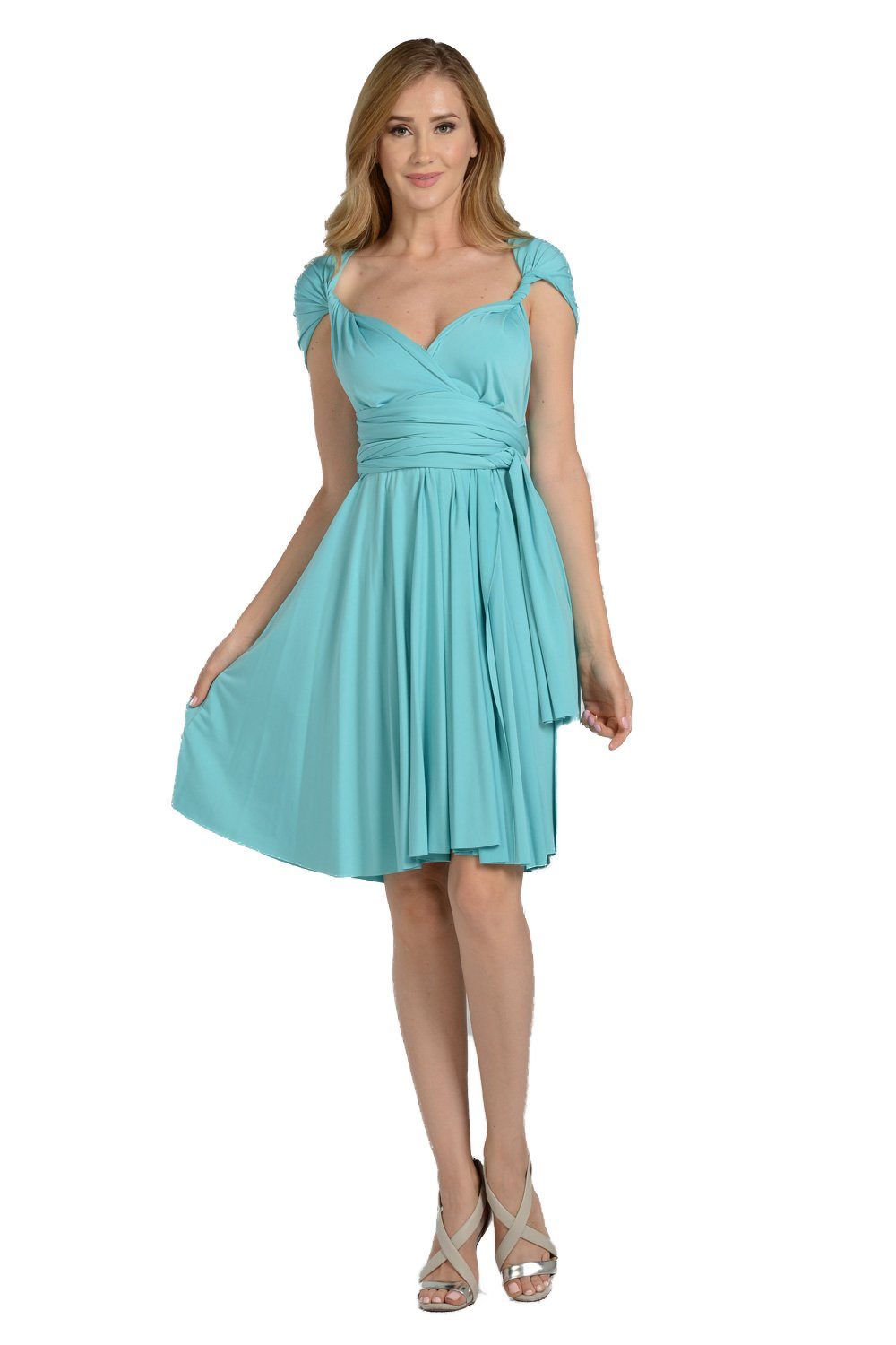 Aqua Short Convertible Jersey Dress by Poly USA Aqua Short Convertible Jersey Dress by Poly USA