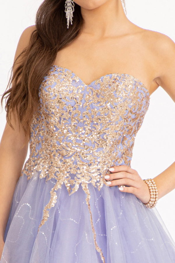 Beaded Bodice Short Strapless Dress by Elizabeth K GS1980
