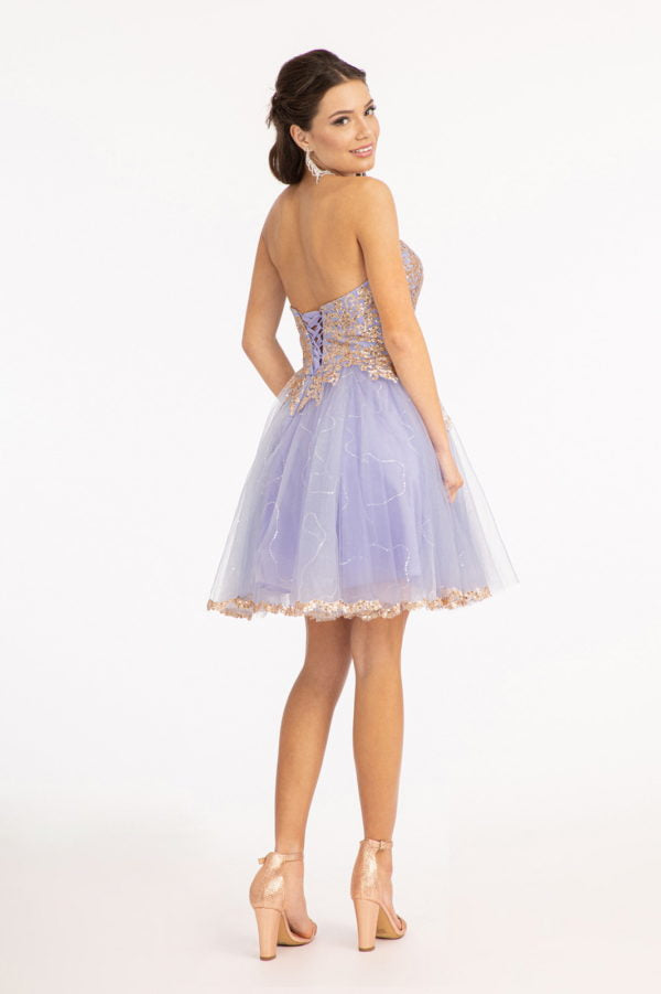Beaded Bodice Short Strapless Dress by Elizabeth K GS1980