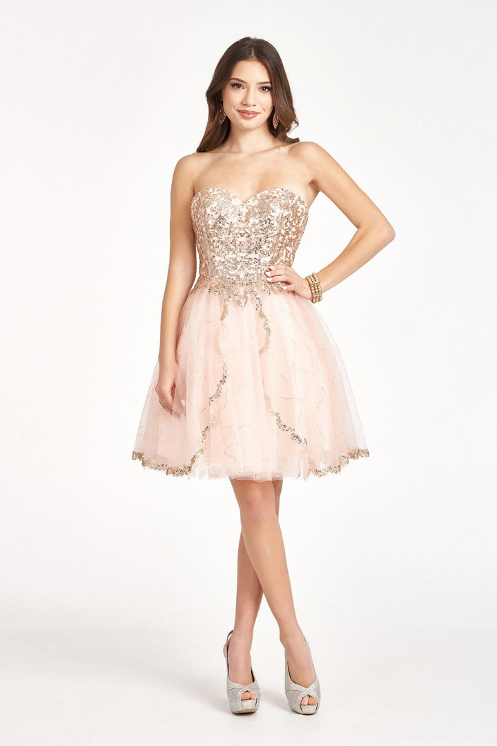Beaded Bodice Short Strapless Dress by Elizabeth K GS1980