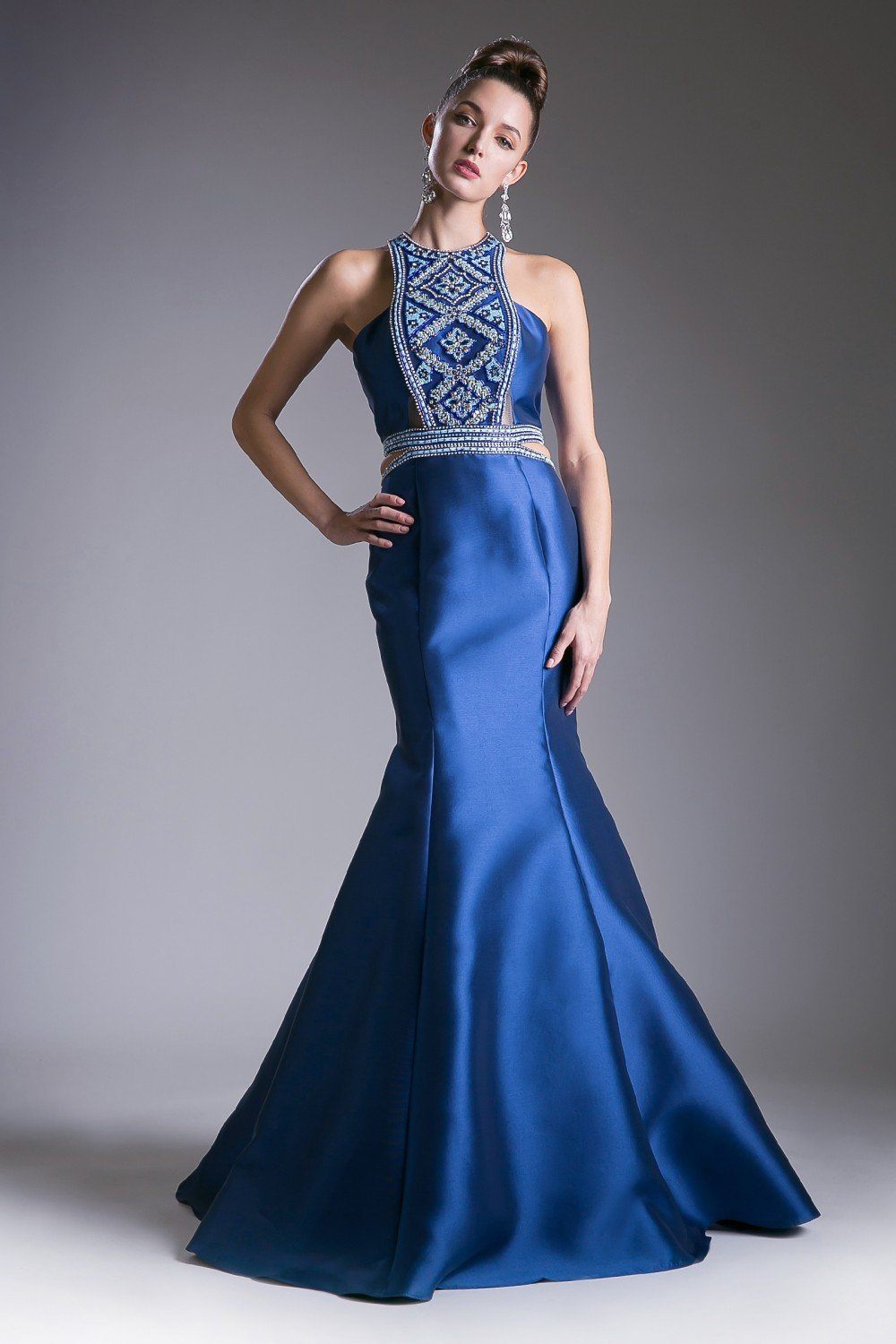 Beaded Halter Mermaid Dress by Cinderella Divine 83789 – ABC Fashion