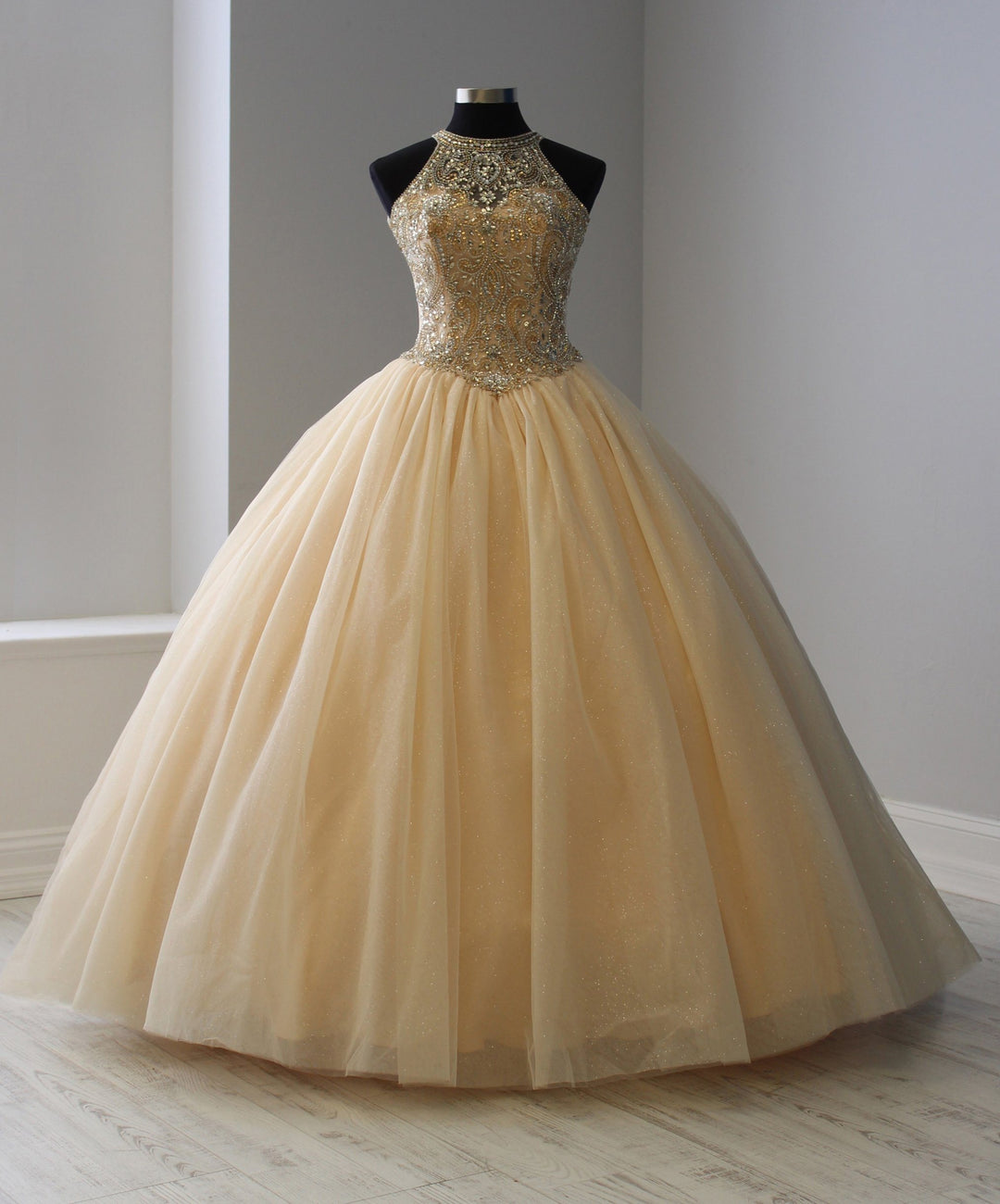 Beaded Halter Tulle Quinceanera Dress by House of Wu 26914-Quinceanera Dresses-ABC Fashion