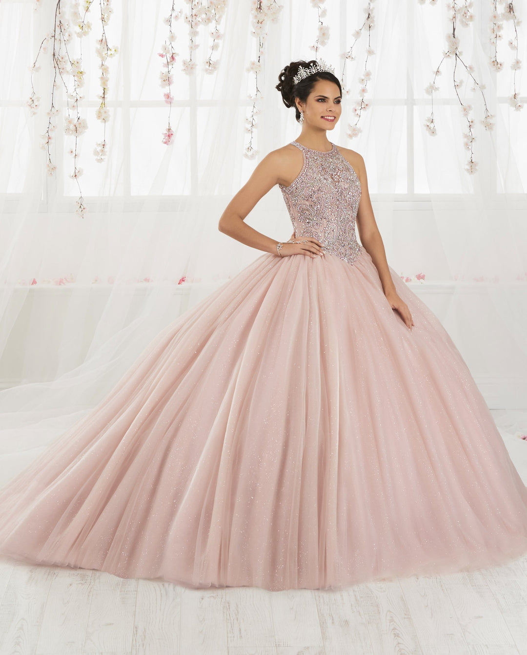 Beaded Halter Tulle Quinceanera Dress by House of Wu 26914-Quinceanera Dresses-ABC Fashion