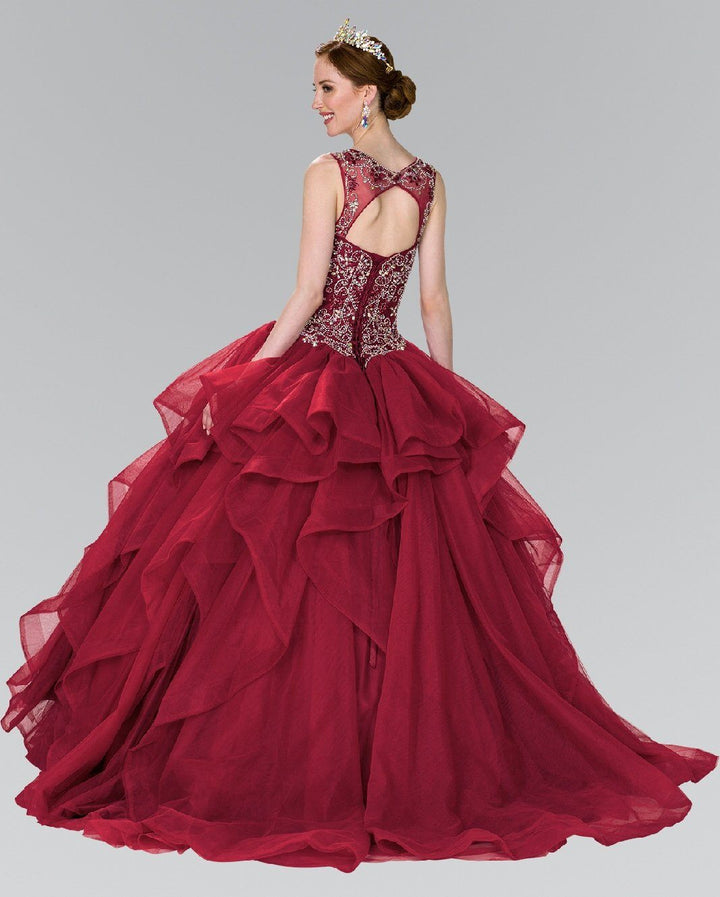 Beaded Illusion Ballgown with Bolero by Elizabeth K GL2378-Quinceanera Dresses-ABC Fashion