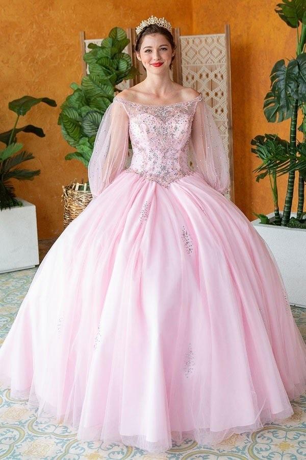 Beaded Long Sleeve Quinceanera Dress by Calla KY71289X