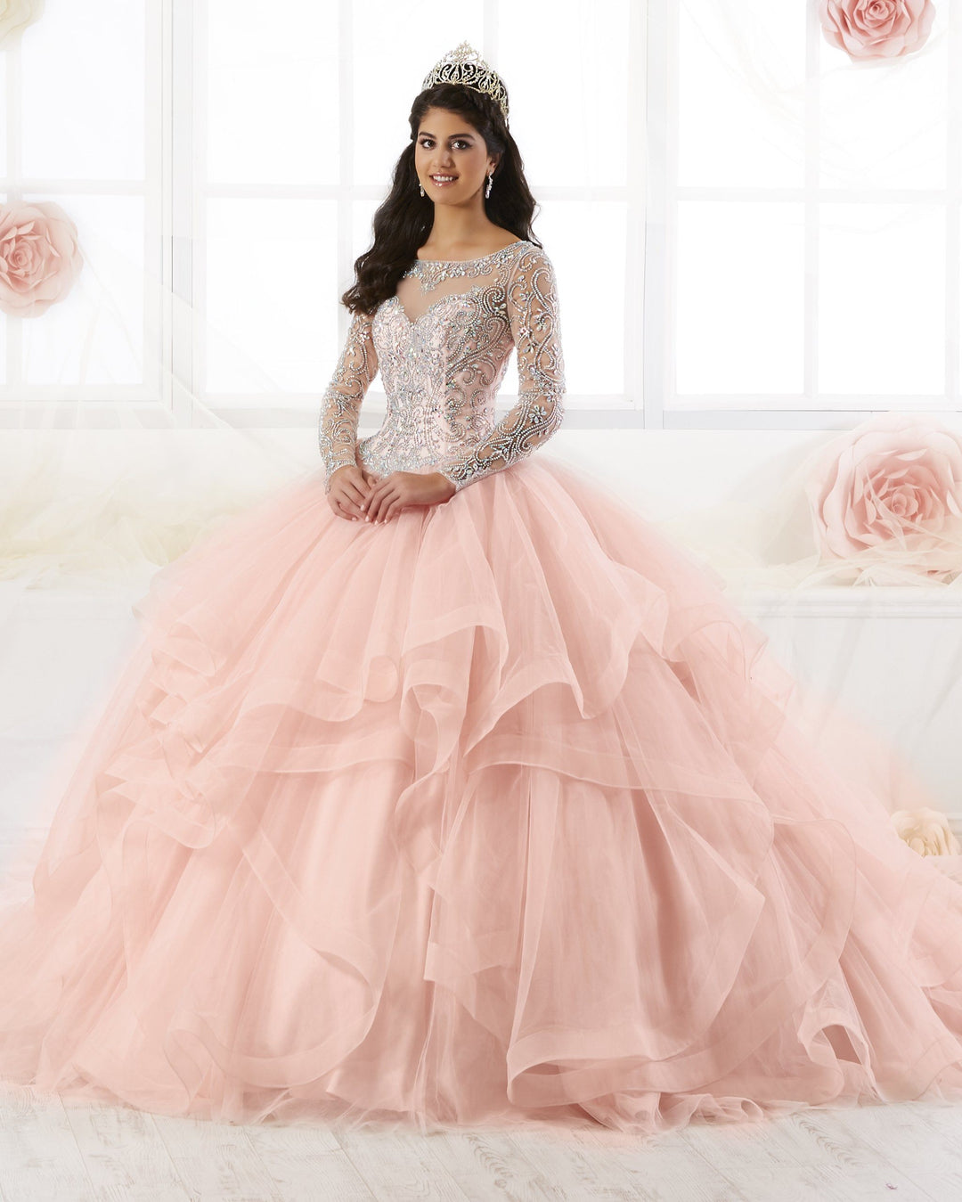 Beaded Long Sleeved Quinceanera Dress by House of Wu 26904-Quinceanera Dresses-ABC Fashion