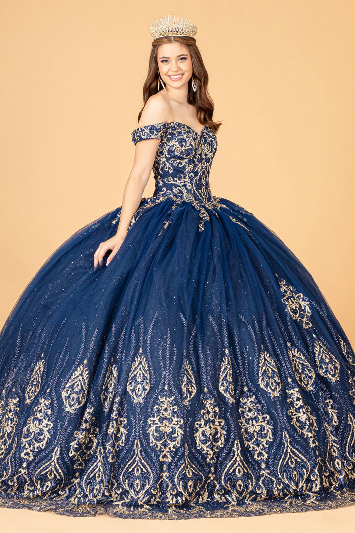 Beaded Off Shoulder Ball Gown by Elizabeth K GL3079