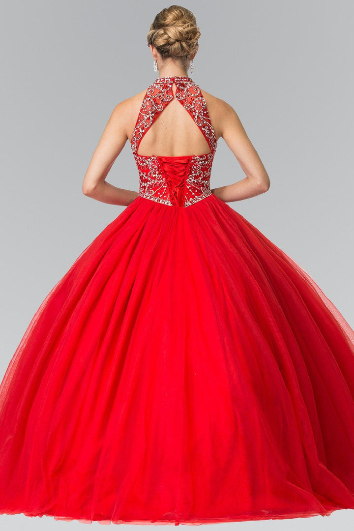 Beaded Sleeveless Illusion Ballgown by Elizabeth K GL2206-Quinceanera Dresses-ABC Fashion