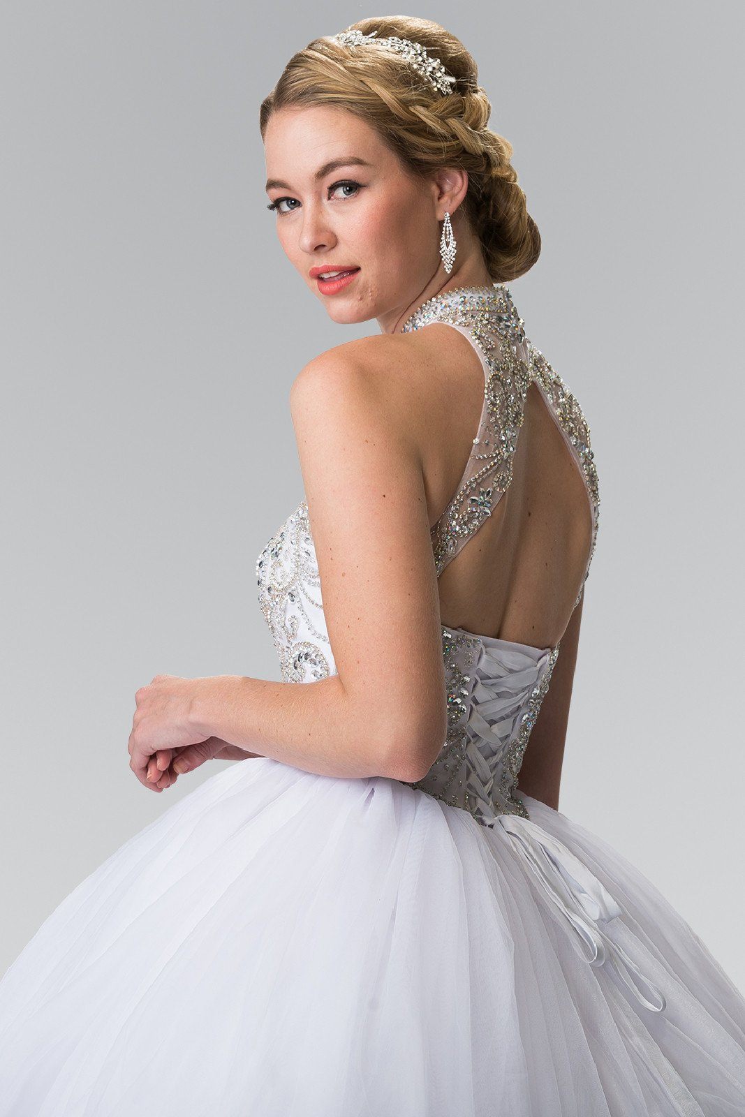 Beaded Sleeveless Illusion Ballgown by Elizabeth K GL2206-Quinceanera Dresses-ABC Fashion
