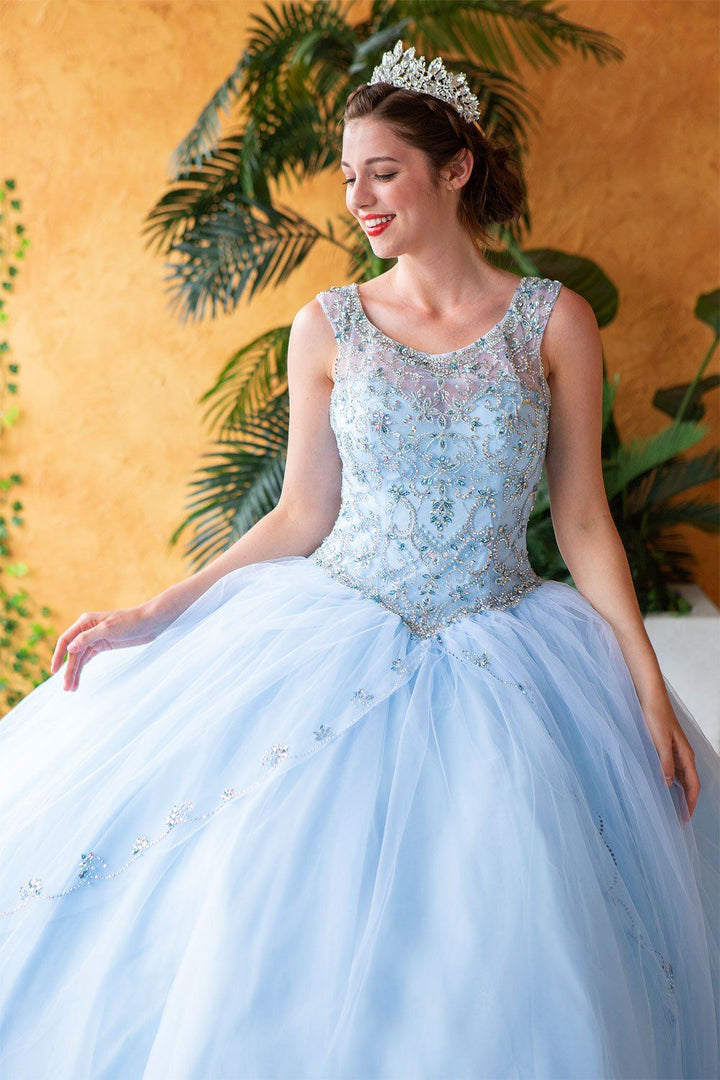 Beaded Sleeveless Illusion Quinceanera Dress by Calla KY77621X-Quinceanera Dresses-ABC Fashion