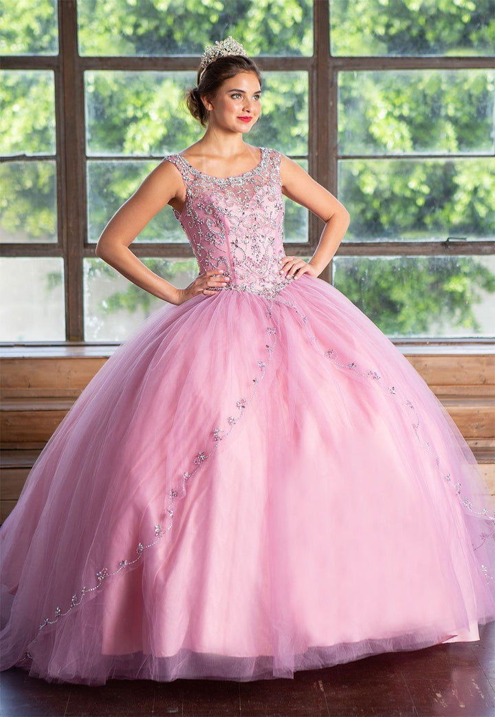 Beaded Sleeveless Illusion Quinceanera Dress by Calla KY77621X-Quinceanera Dresses-ABC Fashion