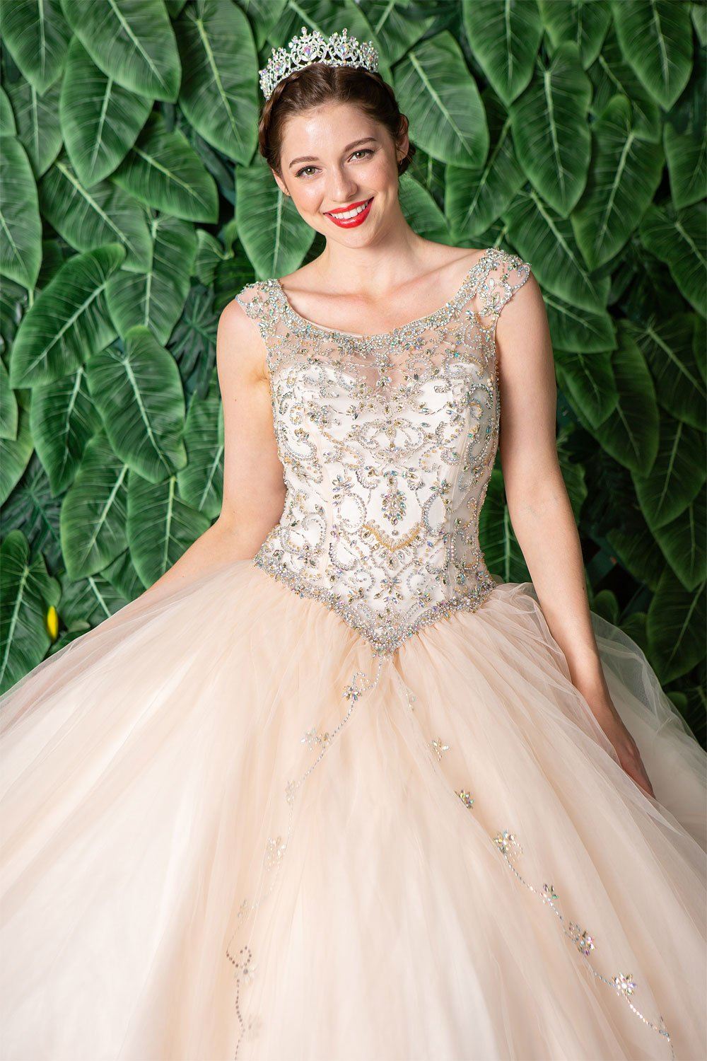 Beaded Sleeveless Illusion Quinceanera Dress by Calla KY77621X-Quinceanera Dresses-ABC Fashion