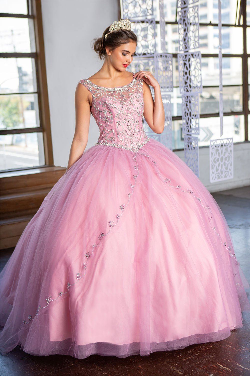 Beaded Sleeveless Illusion Quinceanera Dress by Calla KY77621X-Quinceanera Dresses-ABC Fashion