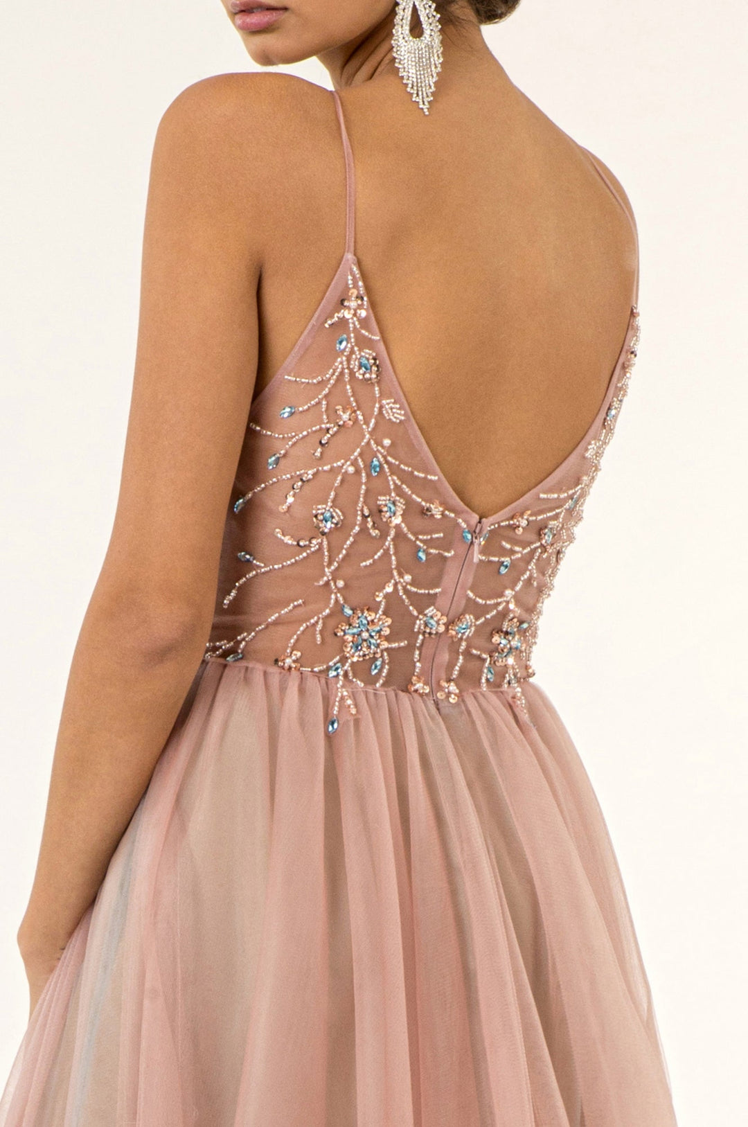 Beaded Sleeveless Slit Gown by Elizabeth K GL2983