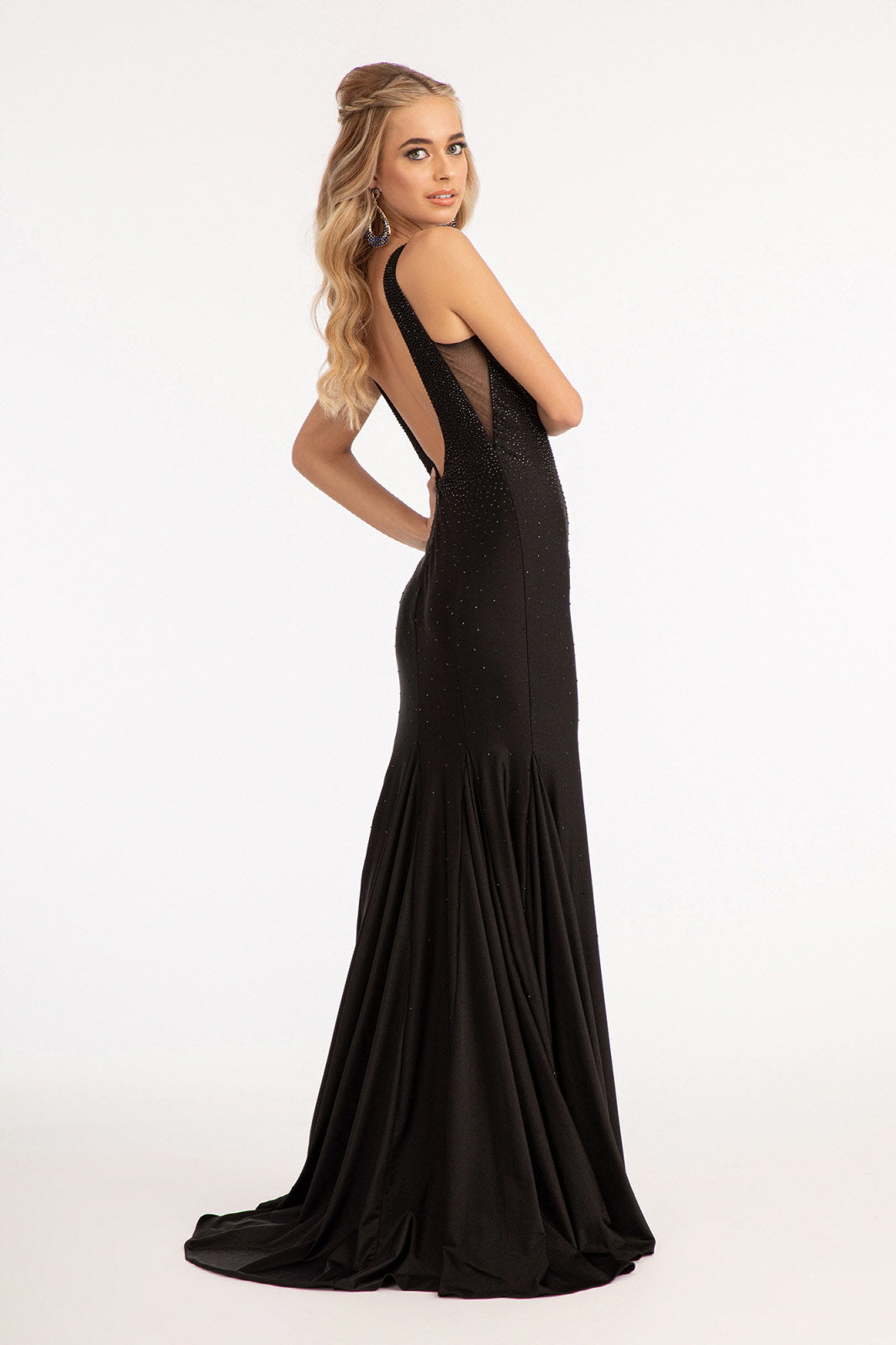 Beaded V-Neck Mermaid Dress by Elizabeth K GL3037