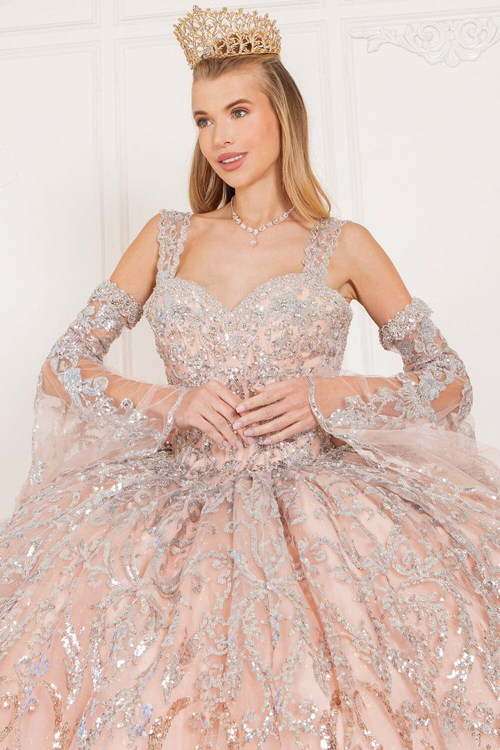 Bell Sleeve Cold Shoulder Ball Gown by Cinderella Couture 8080J