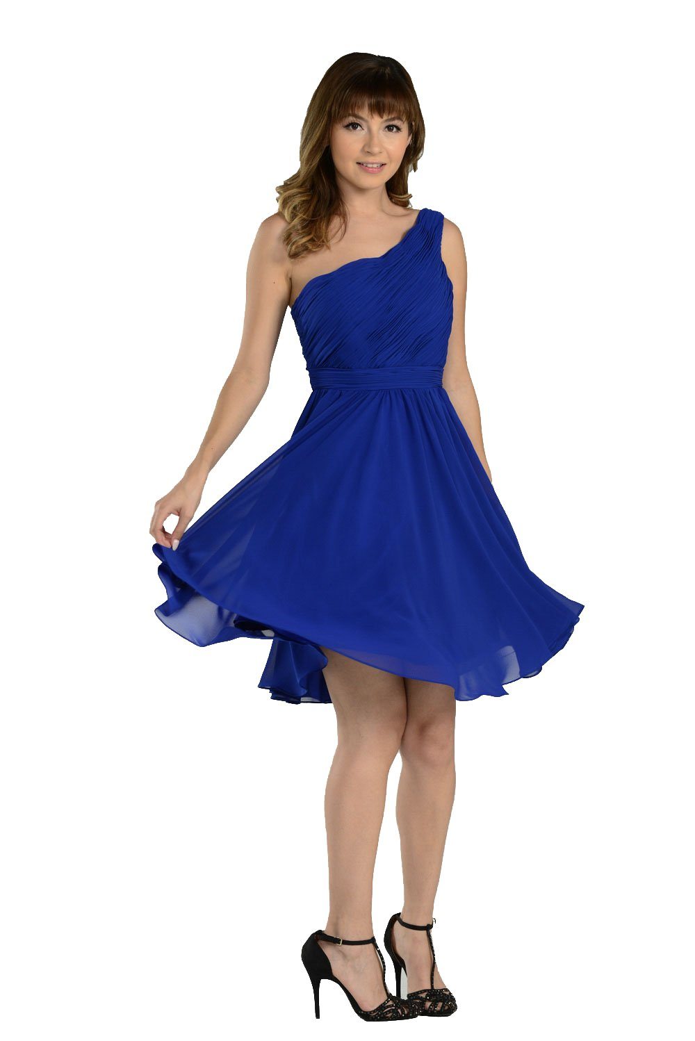 open lace back dress One Shoulder Ruffle Mini Dress main image 1